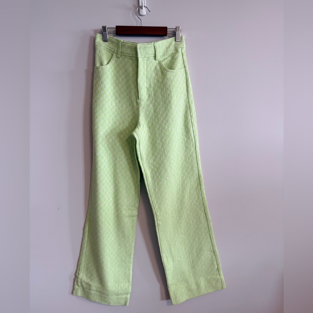 Zara lime green checkered pants